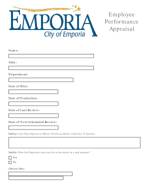 Employee Performance Appraisal Form