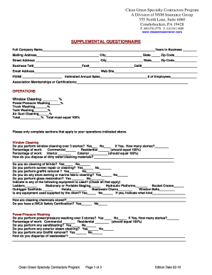 Clean Green Specialty Contractors Program Application