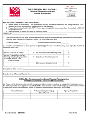 CPA Cover Supplemental Application J