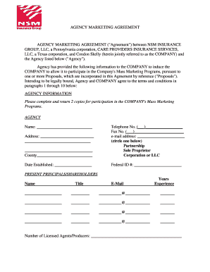 Agency Marketing Agreement