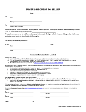 Buyer Request to End Tenancy to Seller