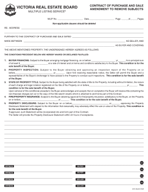 Victoria Real Estate Purchase and Sale Amendment