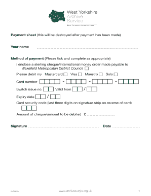 Payment Sheet