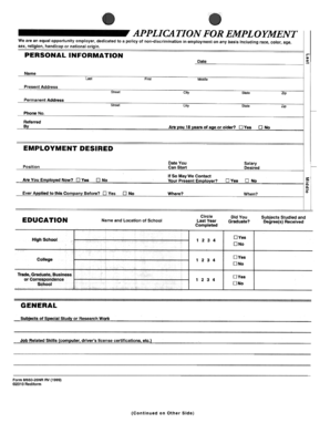 Employment Application Form