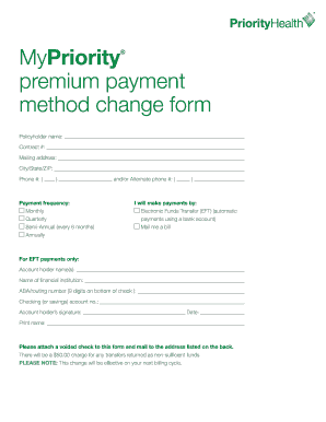 Priority Health Payment Method Change Form