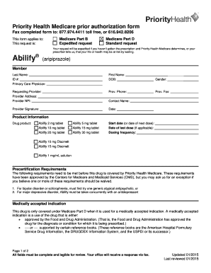 Priority Health Medicare Prior Authorization Form
