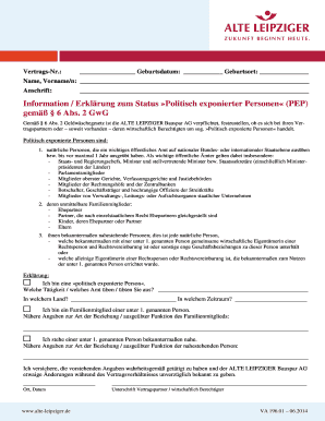 Erklärung zum Status "Politisch exponierter Personen"