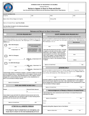 Court Notice to Appear or Post and Forfeit