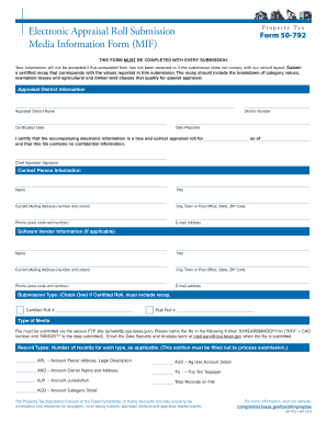 Texas Property Tax Appraisal Roll Submission Form