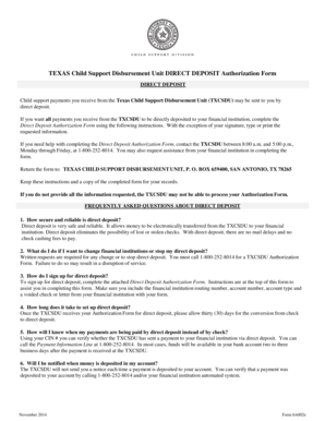 Texas Child Support Direct Deposit Authorization Form