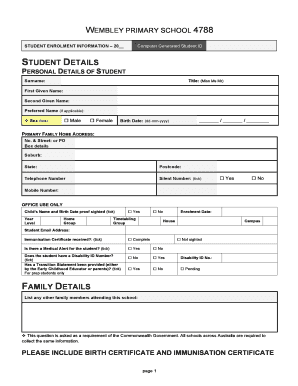 Student Enrollment Information Form