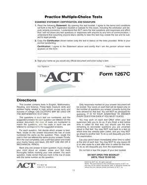 ACT Exam Examinee Statement and Certification Form