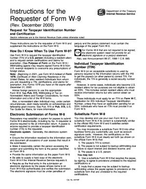Form W-9 Request for Taxpayer Identification Number and Certification