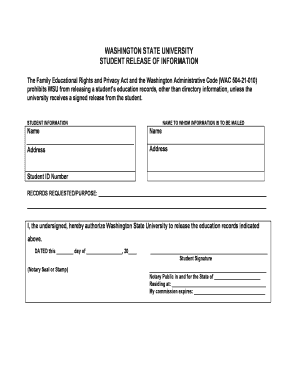 Washington State University Student Release of Information