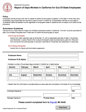 California Days Worked Report