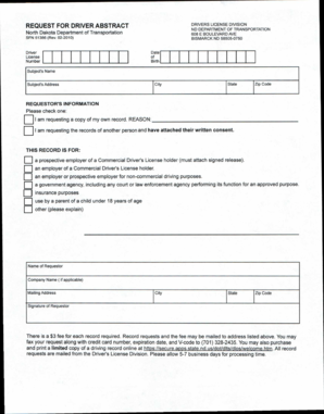 North Dakota Driver Abstract Request Form