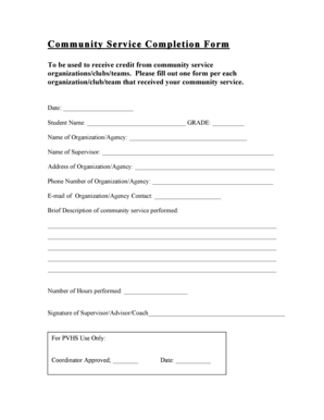 Community Service Completion Form