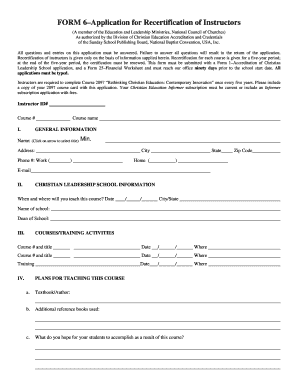 FORM 25-Application for Re-certification of Instructors