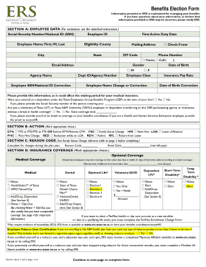 Texas Employee Benefits Election Form