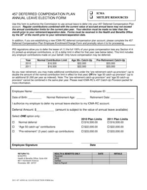 457 Deferred Compensation Annual Leave Election Form