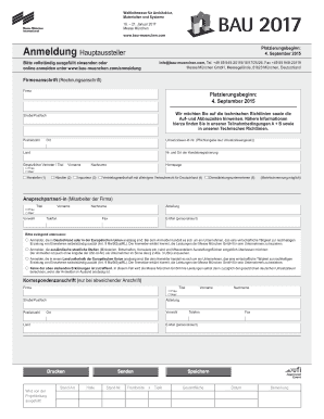 BAU München Anmeldeformular