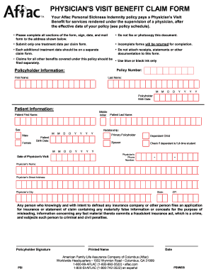 Physician's Visit Benefit Claim Form