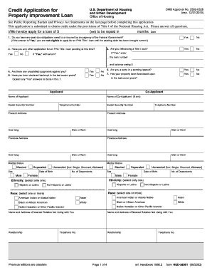 HUD-56001 Property Improvement Loan Application
