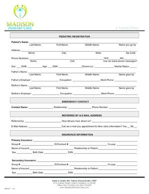 Pediatric Registration Form