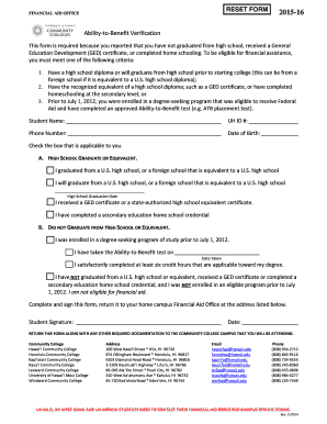 Ability-to-Benefit Verification Form