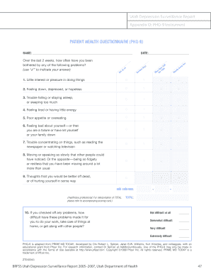 PHQ-9 Depression Screening Form