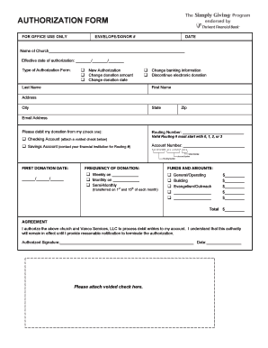 Church Donation Authorization Form
