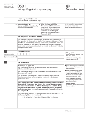 UK Company Striking Off Application