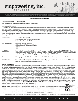 Counselor Disclosure Information Form