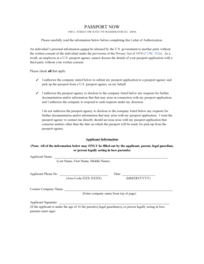 US Passport Application Authorization Letter