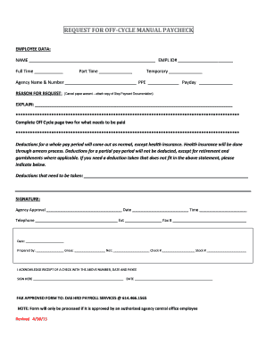 Request for Off-Cycle Manual Paycheck