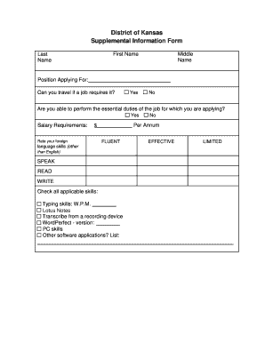 Supplemental Information Form