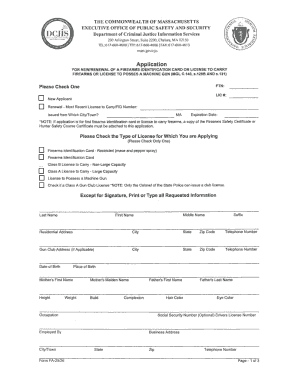 Massachusetts Firearms Identification Card Application