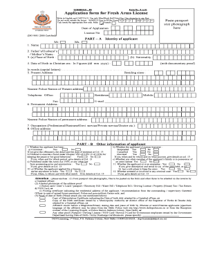 Indian Fresh Arms License Application