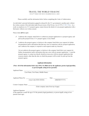 US Passport Application Authorization Letter