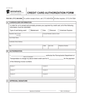 Credit Card Authorization Form