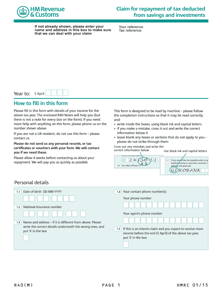 2015 Form UK R40 Fill Online Printable Fillable Blank PdfFiller