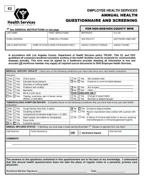 Annual Health Screening Form
