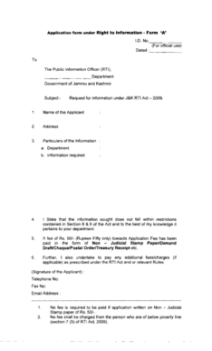 Right to Information Application Form A