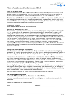 Patient Information Sheet: Lumbar Nerve Root Block