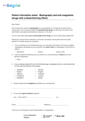Myelography Patient Information Sheet