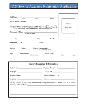 U.S. Service Academy Nomination Application