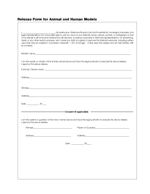 Release Form for Animal and Human Models