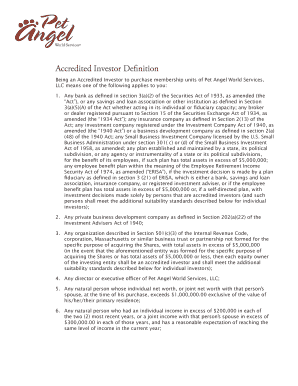 Accredited Investor Definition Agreement