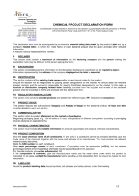 Chemical Product Declaration Form