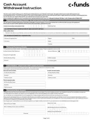 Cofunds Cash Account Withdrawal Instruction Form